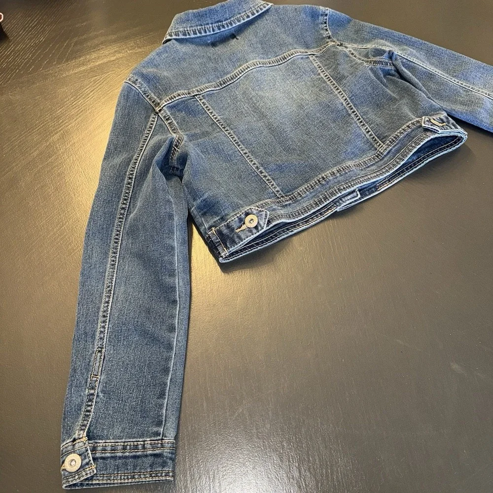 Cute Arizona Jean Co Denim Jacket Girls Size XL (14/16) Blue Button Up Cropped‎